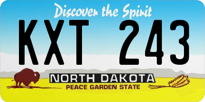 ND license plate KXT243