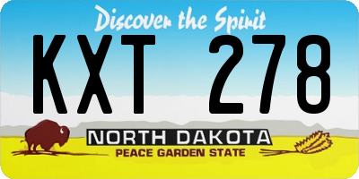 ND license plate KXT278