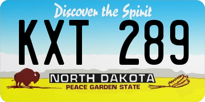 ND license plate KXT289