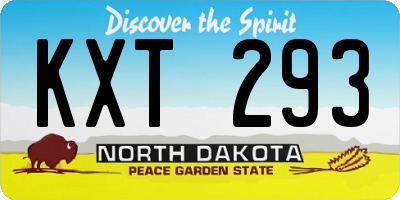 ND license plate KXT293