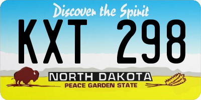 ND license plate KXT298