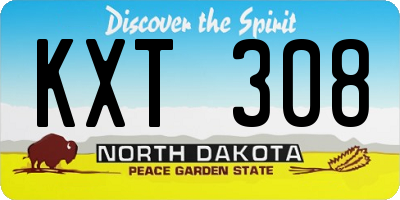 ND license plate KXT308