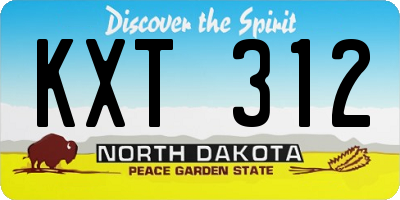 ND license plate KXT312