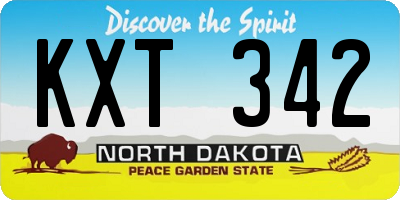 ND license plate KXT342
