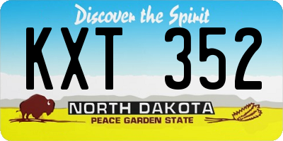 ND license plate KXT352