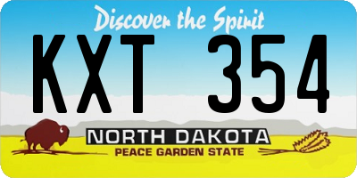 ND license plate KXT354