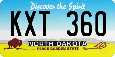 ND license plate KXT360