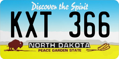 ND license plate KXT366