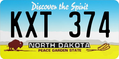 ND license plate KXT374