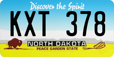 ND license plate KXT378