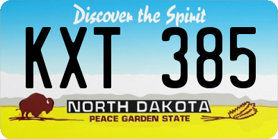 ND license plate KXT385