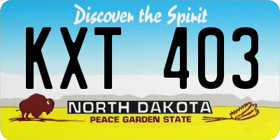 ND license plate KXT403