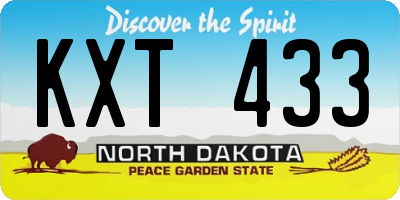 ND license plate KXT433