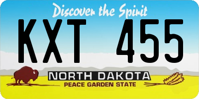 ND license plate KXT455