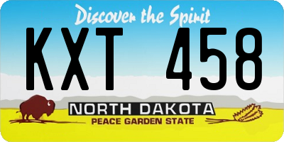ND license plate KXT458
