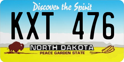 ND license plate KXT476