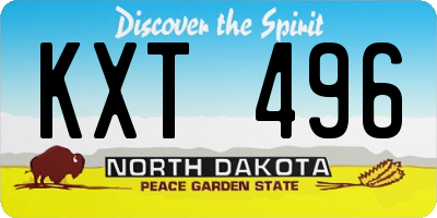 ND license plate KXT496