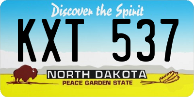 ND license plate KXT537