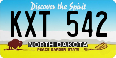ND license plate KXT542
