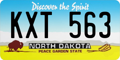 ND license plate KXT563