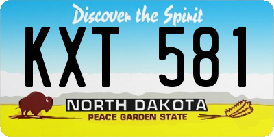 ND license plate KXT581