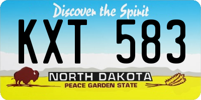 ND license plate KXT583