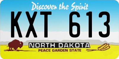 ND license plate KXT613