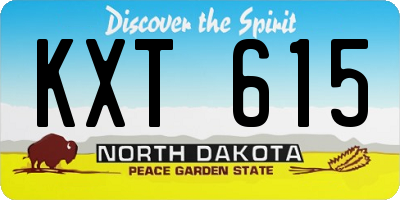 ND license plate KXT615