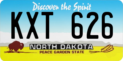 ND license plate KXT626