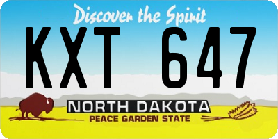 ND license plate KXT647