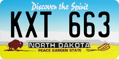 ND license plate KXT663