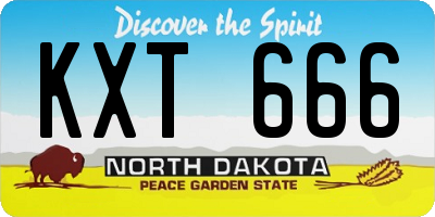 ND license plate KXT666