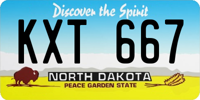 ND license plate KXT667