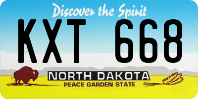 ND license plate KXT668