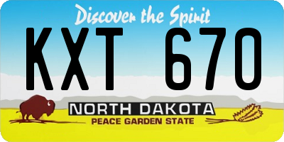 ND license plate KXT670