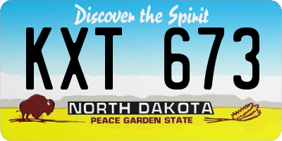 ND license plate KXT673