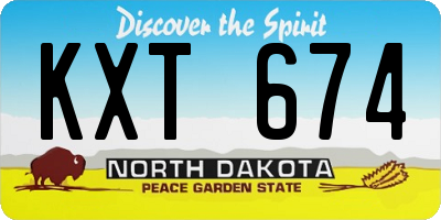 ND license plate KXT674