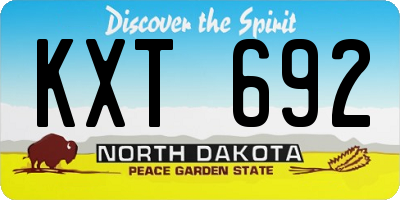ND license plate KXT692