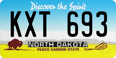 ND license plate KXT693