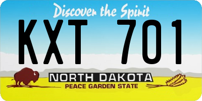 ND license plate KXT701