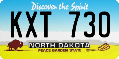 ND license plate KXT730