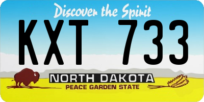 ND license plate KXT733