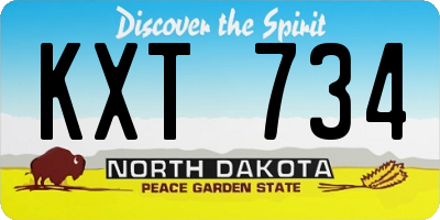 ND license plate KXT734