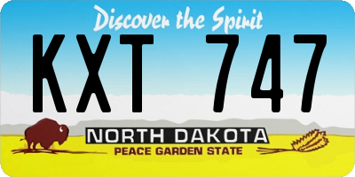 ND license plate KXT747