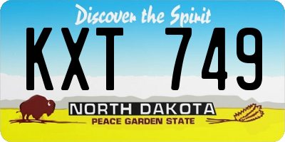 ND license plate KXT749