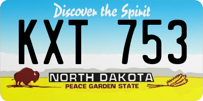 ND license plate KXT753