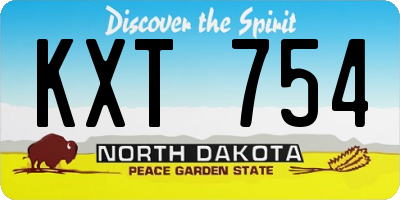 ND license plate KXT754