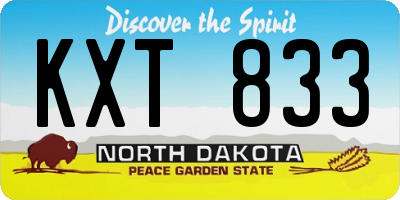 ND license plate KXT833