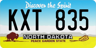 ND license plate KXT835
