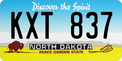 ND license plate KXT837